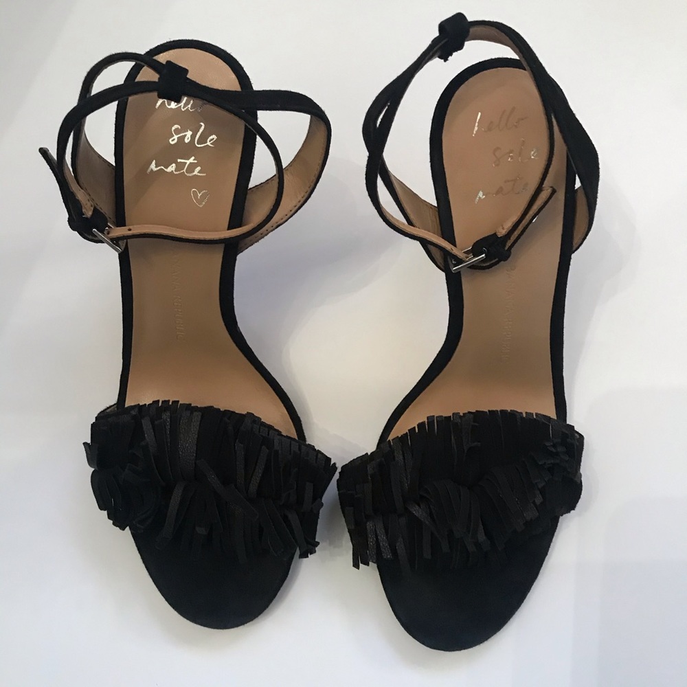 black suede ankle strap heels